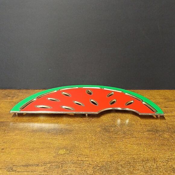 Watermelon Trivet WM Rogers Silver Plate Enamel Tarnish Resistant Japan 10.75" - Picture 3 of 6